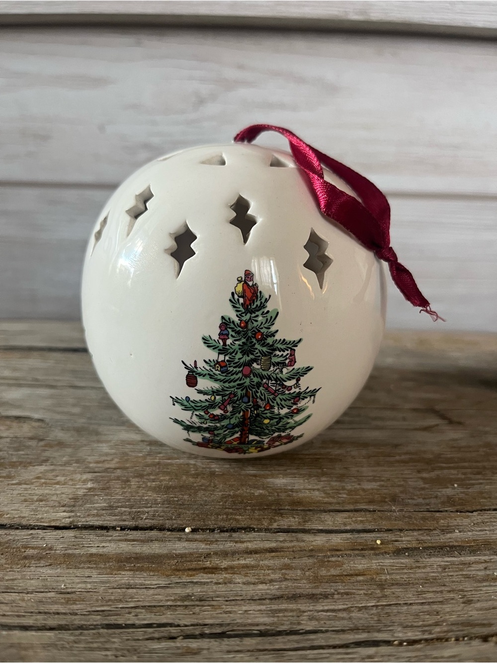 90’s Vintage Baum Bros Ceramic Christmas Tree Pomander Sachet Potpourri Ball